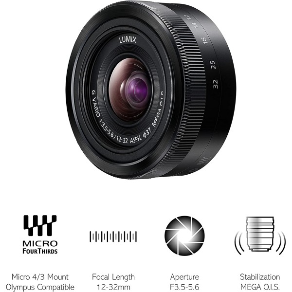 Panasonic 12-32 mm Lens for G-Series Camera (MEGA O.I.S Image Stabiliser, 2 Aspherical Lenses)