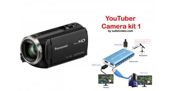 YouTuber Camera Kit Panasonic HC-V180EG-K w HAIWEI Capture