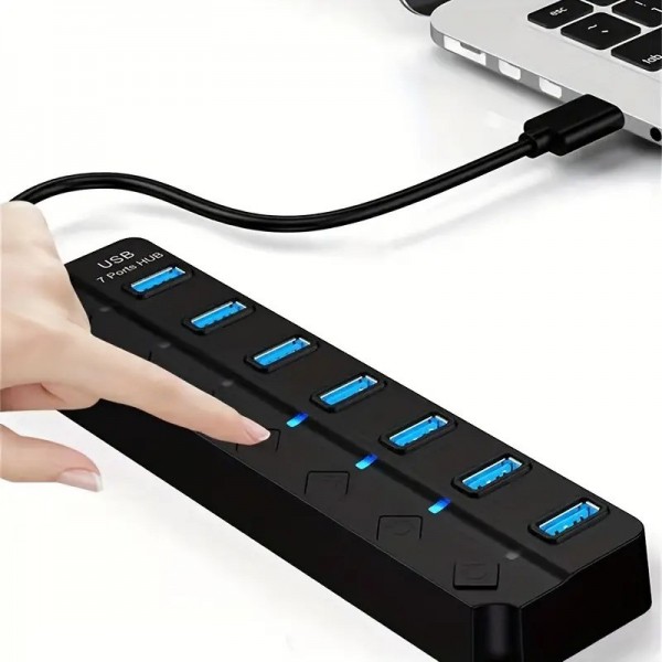 Διανομέας USB 3.0 7 θυρών υψηλής ταχύτητας με μακρύ καλώδιο