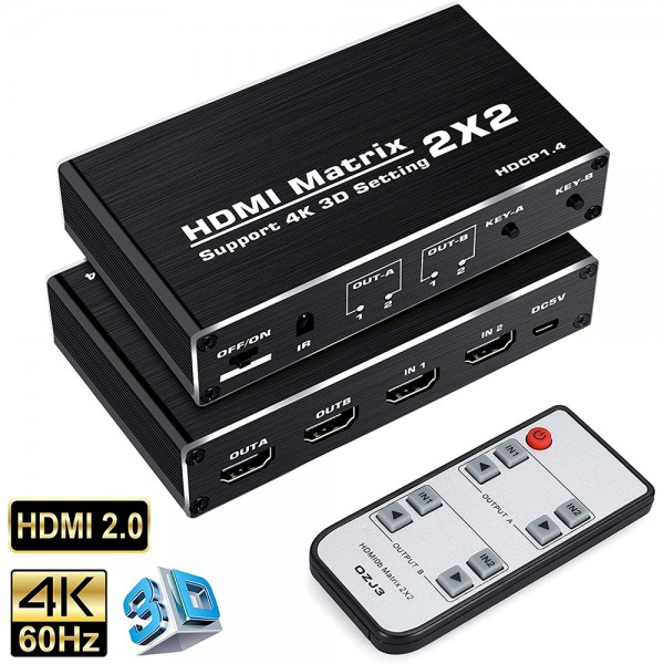 2X2 HDMI 4K Switch spliter 2 in 2 out