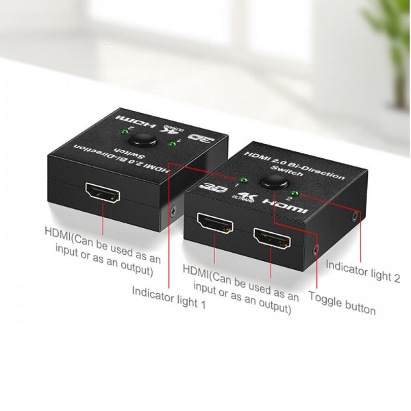 2 in 1 Out Bi-directional HDMI 2.0 Switch 4K 1080