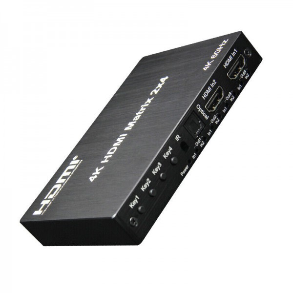 4K HDMI Matrix 2x4 2 In 4 Out Switch Splitter PC TV Audio Video Converter