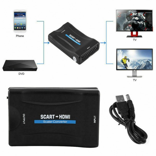 1080P SCART to HDMI Video Audio Upscale Converter HD Signal