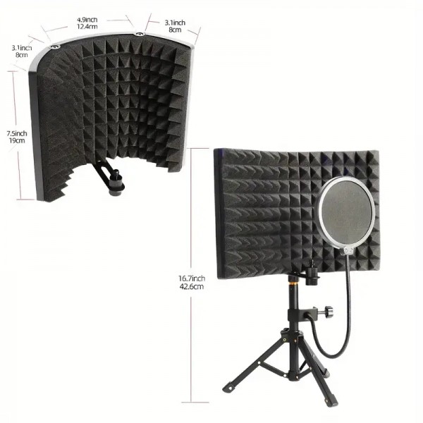 Ηχοαπορροφητικό Πάνελ Μικροφώνου με Φίλτρο κ Τρίποδα (FULL Version)