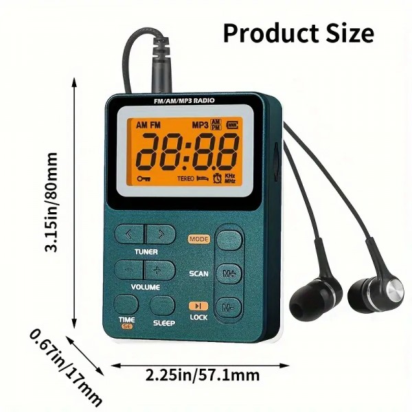 Φορητό Ραδιόφωνο FM/AM/MP3 Digital με ακουστικά  κ TYPE-C επαναφορτιζόμενο (Γκρι) 