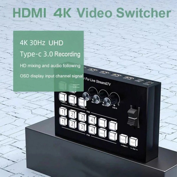 Τηλεοπτικός μίκτης 4K Video Switcher 4 HDMI Camera Streaming Live Production