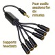 WOXLINE Camera 3.5mm Male to 4 Stereo Female Audio Cable Mixer