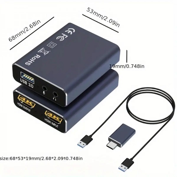 USB 3.0 to HDMI HD Video IN-OUT Capture Converter 4K 1080P 