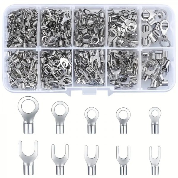 Σετ 320 Ακροδεκτών Κυκλικών κ U-τύπου για συνδέσεις καλωδίων μπαταρίας Τροφοδοτικών 