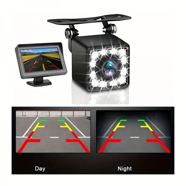 LCD Monitor με Κάμερα 12 Led Βραδινής Λήψης με Καλώδια RCA 12V