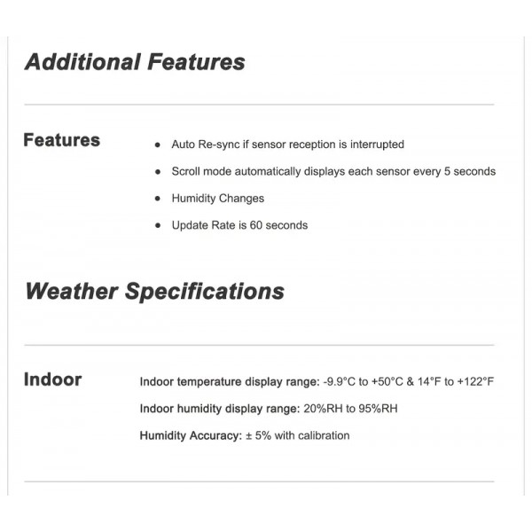 Ασύρματο Θερμόμετρο Υγρασιόμετρο Εσωτερικού Εξωτερικού Χώρου με Ρολόι Φωτισμού