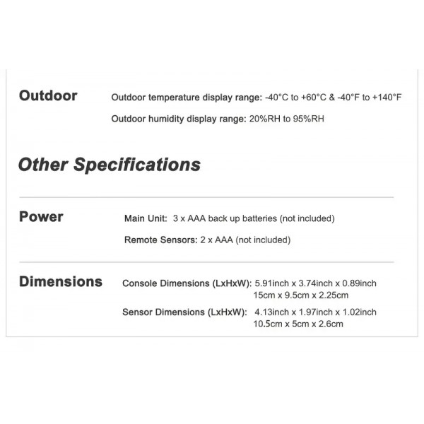 Ασύρματο Θερμόμετρο Υγρασιόμετρο Εσωτερικού Εξωτερικού Χώρου με Ρολόι Φωτισμού