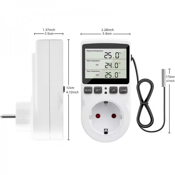 Ψηφιακή Πρίζα Ελέγχου Θερμοκρασίας με Αισθητήρα Θερμοστάτη Θέρμανση Ψύξη