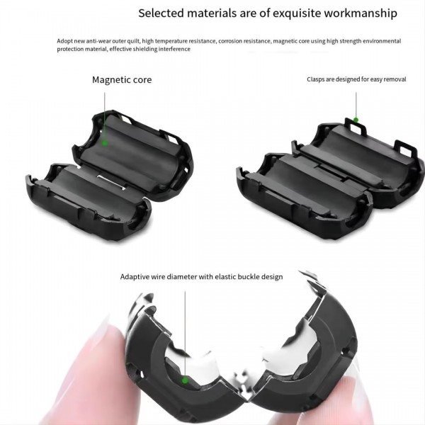 5 τεμ Φερρίτες κουμπωτοί καλωδίων Removable EMC 13mm Υψηλής Απόδοσης 