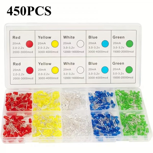 450 Τεμ. 5mm LED Δίοδοι σε Κουτί