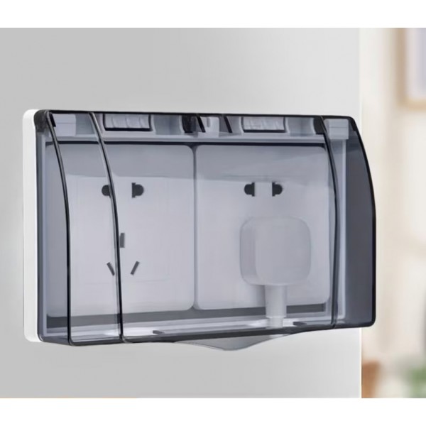 Διπλό Προστατευτικό Κάλυμμα Πρίζας για εξωτερικές παραγωγές (Διάφανο Γκρι)