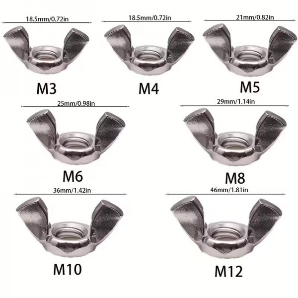 100 Τεμ. Παξιμάδι Πεταλούδα σε Κουτί DIN315 M3 M4 M5 M6 M8 M10