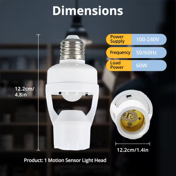 Αισθητήρας Κίνησης Λαμπών E27 με Κάλυψη 120°  κ Ρυθμίσεις