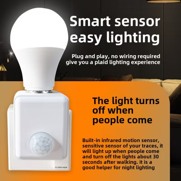 Βάση Λαμπτήρα E27 με Αισθητήρα Υπερύθρων Κίνησης 