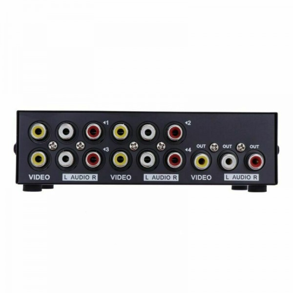 4 Port AV Audio Video RCA 4 Input 1 Output Splitter Box