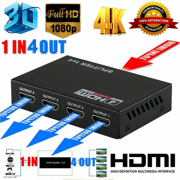 4K HDMI Splitter Full HD 1 In 4 Out