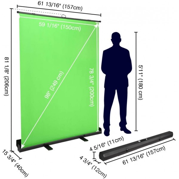 StudioLine Green Screen Roll-up Photography Backdrop 155 x 205