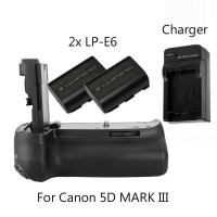 Meike Battery Grip για κάμερες Canon EOS 5D MarkIII 5D3 με 2 μπαταρίες LP-E6 κ φορτιστή