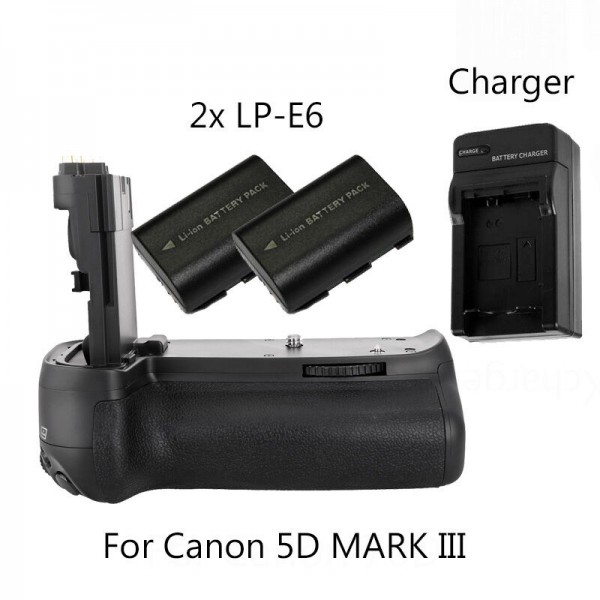 Meike Battery Grip for Canon 5D mark 3 III 5Ds 5DsR + 2Pcs LP-E6 + Charger