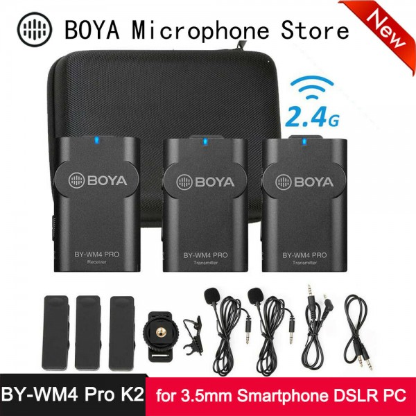 Ασύρματο kit δύο μικροφώνων BOYA BY-WM4 Pro K2 για DSLR & Smartphones