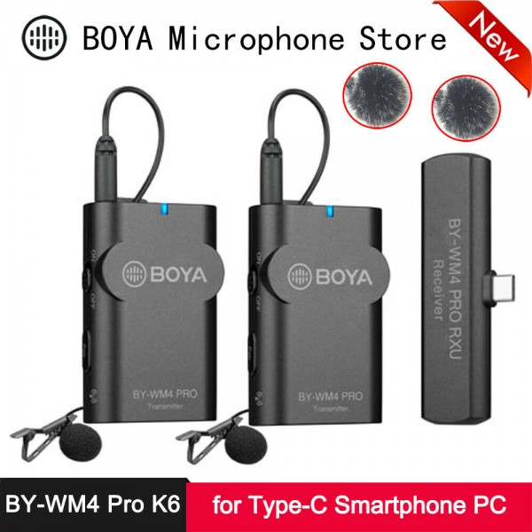 Original BOYA BY-WM4 Pro K6 Type-C  wireless Lavalier Microphone for Android