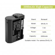2000mAh BONACELL EN-EL15 Camera Battery For Nikon D600 D610 D800 D810 D7000 D7100