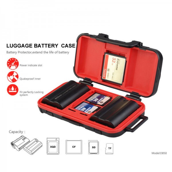 LENSGO Large Carrying Bag Storage Box For Camera Batteries Memory Card (14 Cards + 2 Batterys)