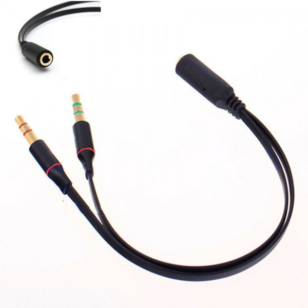 WOXLINE 3.5mm Headphone Mic Audio Y Splitter Cable Female to Dual Male