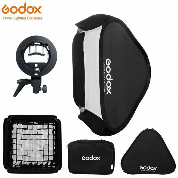 Godox 80x80cm Flash Softbox w S2 Type Bowen Mount w Grid