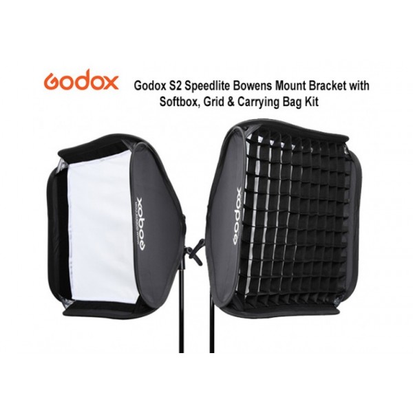 Godox 80x80cm Flash Softbox w S2 Type Bowen Mount w Grid