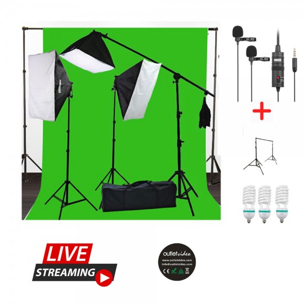 Live Streaming Junior Studio Setup  w XL3 Softbox Kit and dual Mic