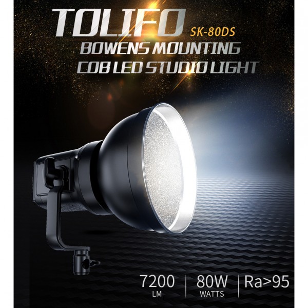 COMBO Φωτιστικό Tolifo SK-80DS LED Video Light 7200 LM + Tolifo Bowens Fresnel 2X Lens