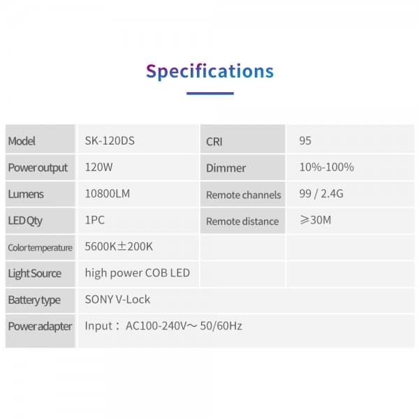 COMBO 2X  Φωτιστικά TOLIFO SK-120DS πανίσχυρο φωτογραφικό  LED 120W - 10800 LM