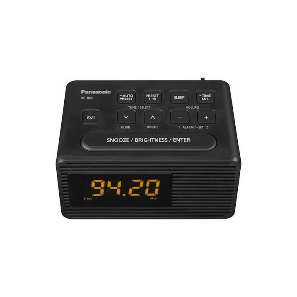Panasonic Ψηφιακό Ρολόι Επιτραπέζιο με Ξυπνητήρι RC-800 Black