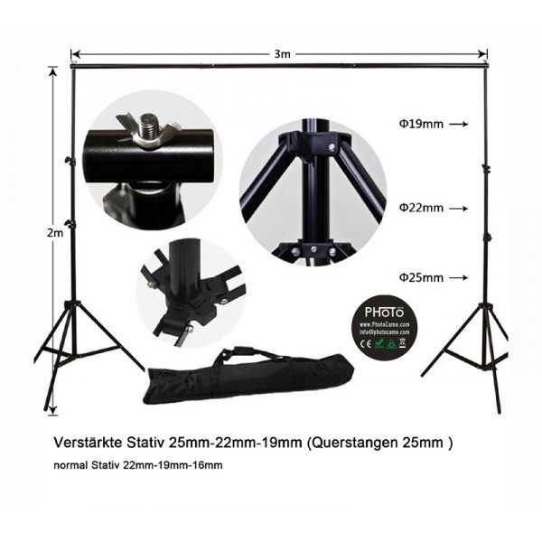 PhotoCame "Junior Backdrop" Background Tripod kit 2 x 3m