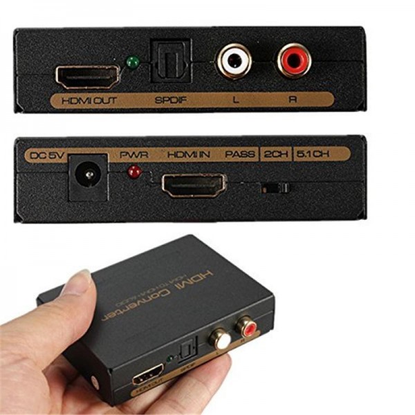 HDMI to HDMI + SPDIF + RCA Audio Extractor Converter