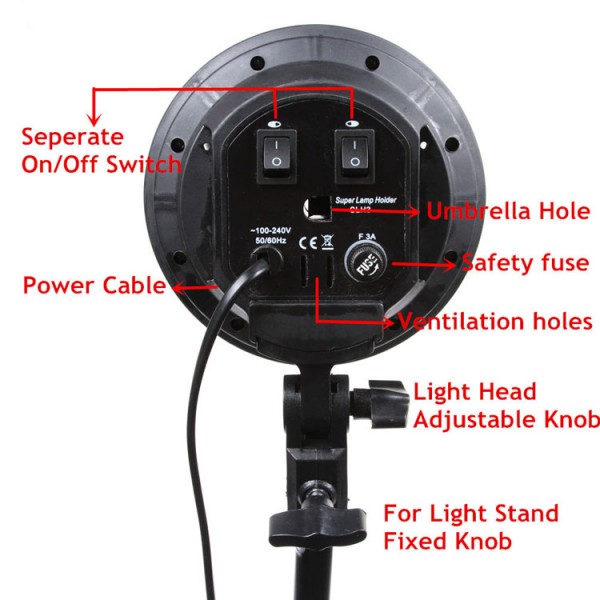 PhotoCame Softbox + 4 Socket E27 Lamp Bulb Head