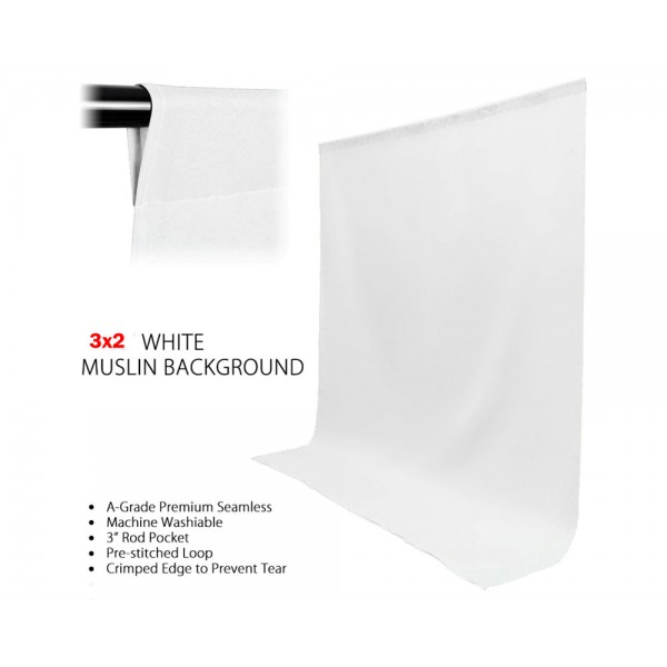 Άσπρο βαμβακερό φωτογραφικό πανί 3x2m - 100% Cotton
