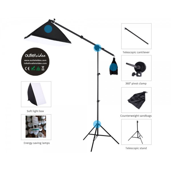 Ολοκληρωμένο σετ OutletVideo XL3 Softbox kit με φωτογραφικό τραπέζι Still life