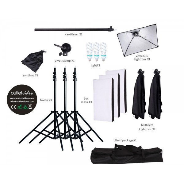 Ολοκληρωμένο σετ OutletVideo XL3 Softbox kit με φωτογραφικό τραπέζι Still life