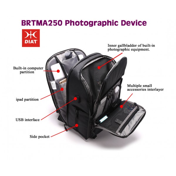 Φωτογραφική τσάντα πλάτης DIAT 250 με USB Interface (Μπλε χρώμα)