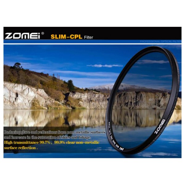 Original ZOMEI HD 58mm Ultra Slim CPL Circular Polarizing Filter (High quality)