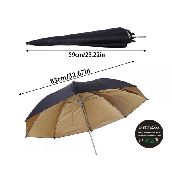 Black Gold Reflective Umbrella (83cm)