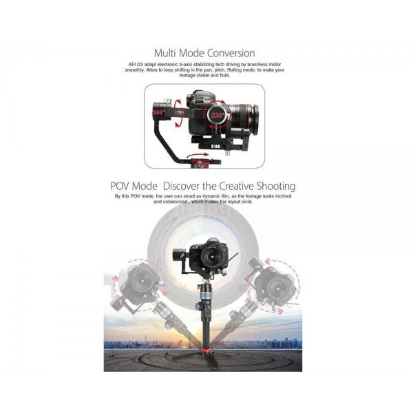 Ηλεκτρονικός σταθεροποιητής εικόνας AFI Phoenix D3+D31Gimbal για έως 3.2kg με Follow Focus για Canon & Sony
