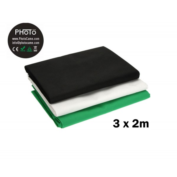 3 φωτογραφικά πανιά  βινυλίου 2 x 3m (Άσπρο Μαύρο Πράσινο)